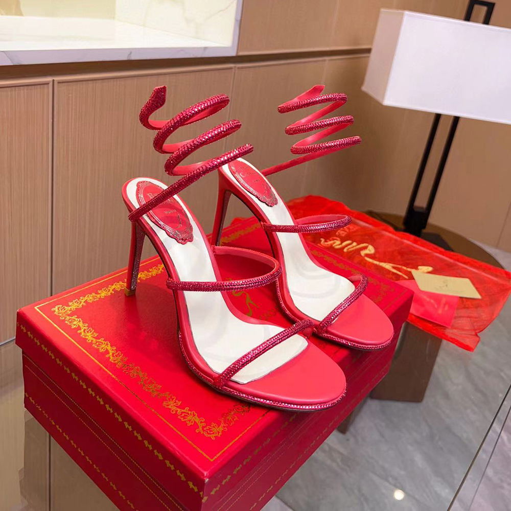 Rene Caovilla Jeweled Cleo Red Sandal HEEL:9cm