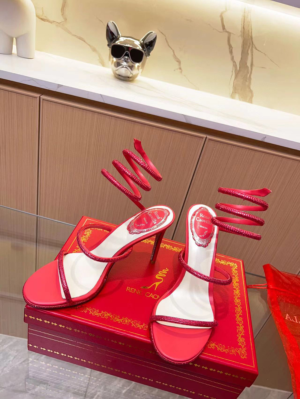 Rene Caovilla Jeweled Cleo Red Sandal HEEL:9cm