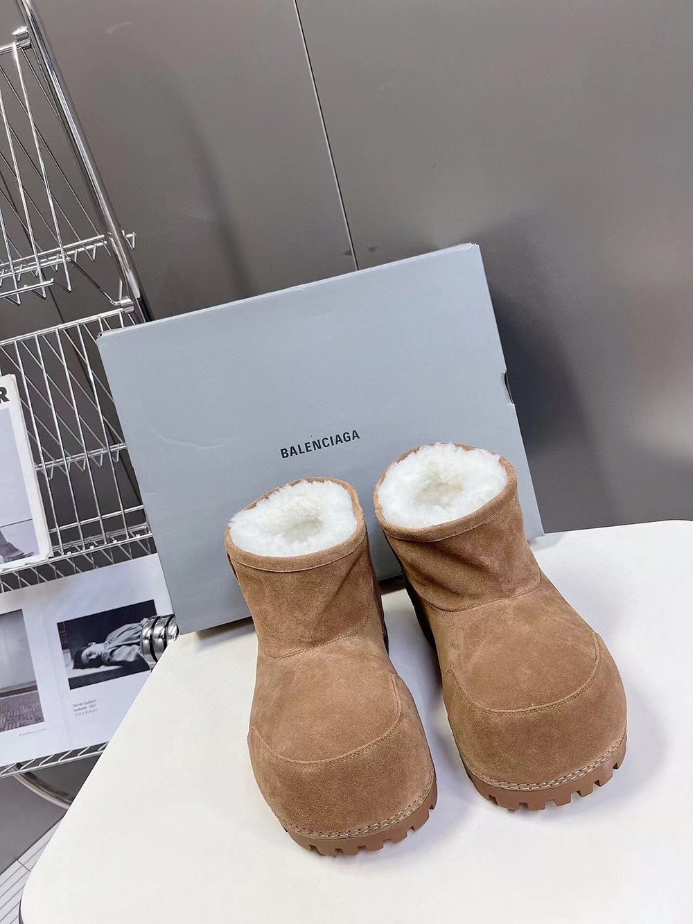 Ba*len*cia*ga alaska fur bootie in brown