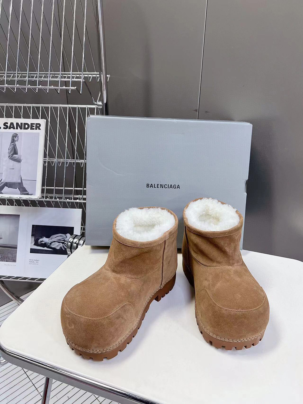 Ba*len*cia*ga alaska fur bootie in brown