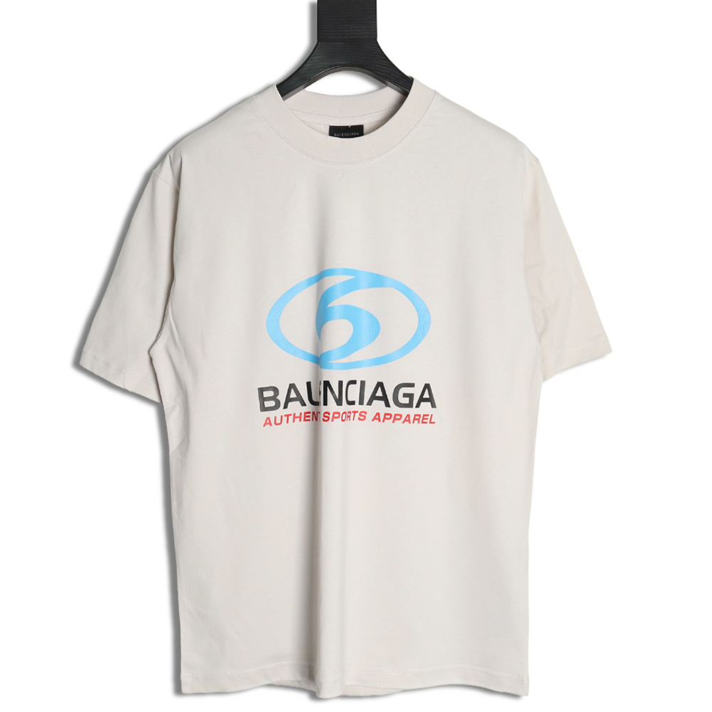 Ba*len*cia*ga logo vertical cracked print short-sleeved t-shirt