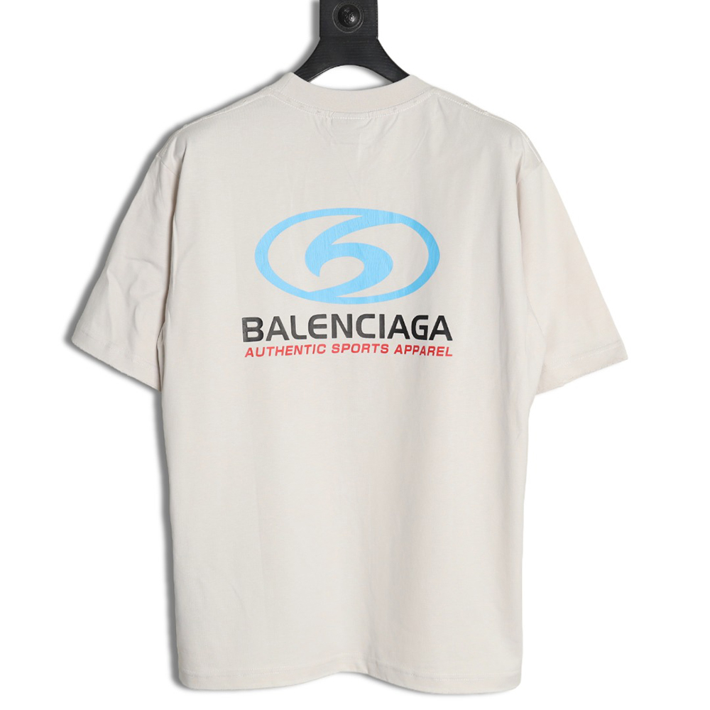 Ba*len*cia*ga logo vertical cracked print short-sleeved t-shirt
