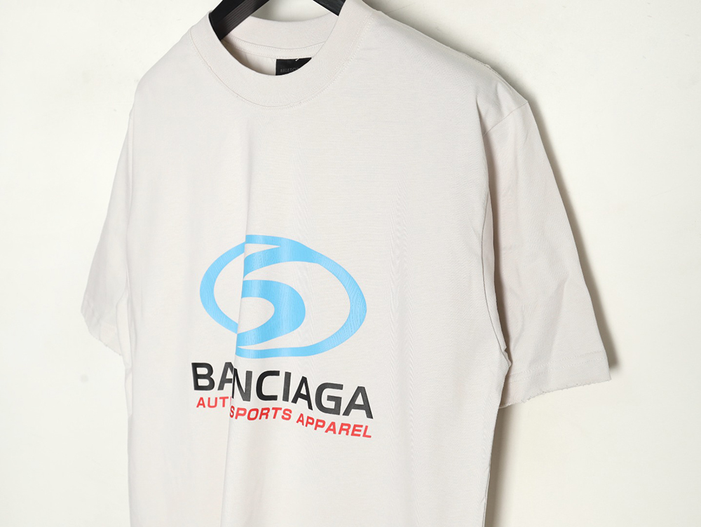 Ba*len*cia*ga logo vertical cracked print short-sleeved t-shirt