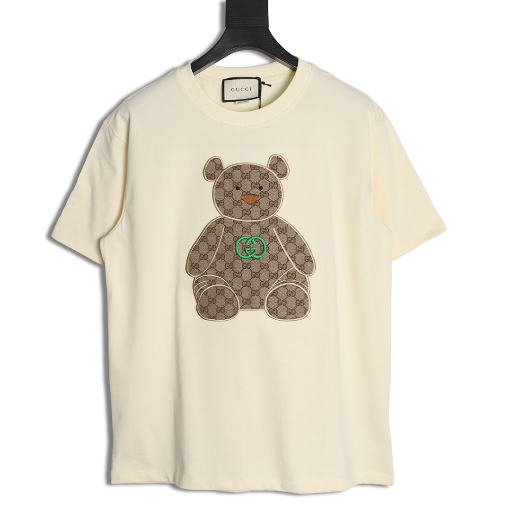 G*u*i chest embroidered bear short sleeve t-shirt