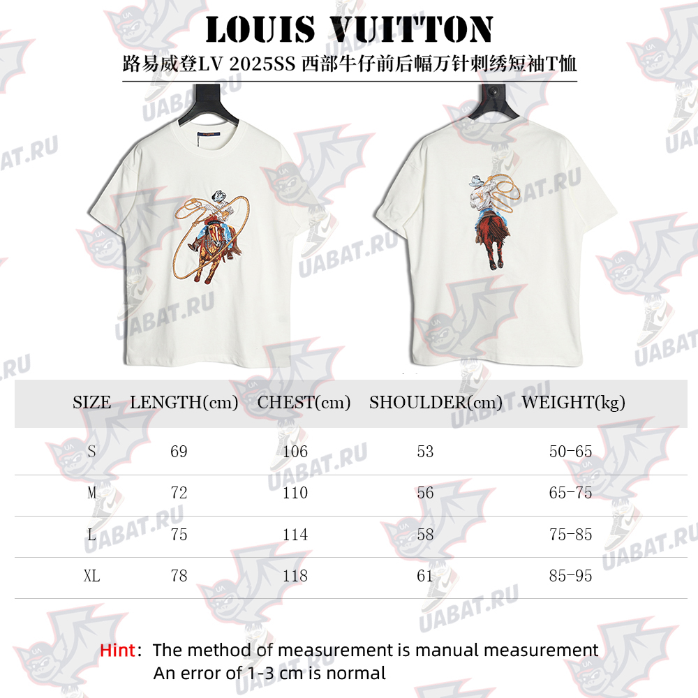 l0*is V*t0n western denim embroidered short sleeve t-shirt