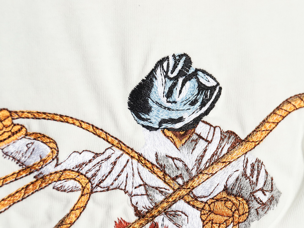 l0*is V*t0n western denim embroidered short sleeve t-shirt