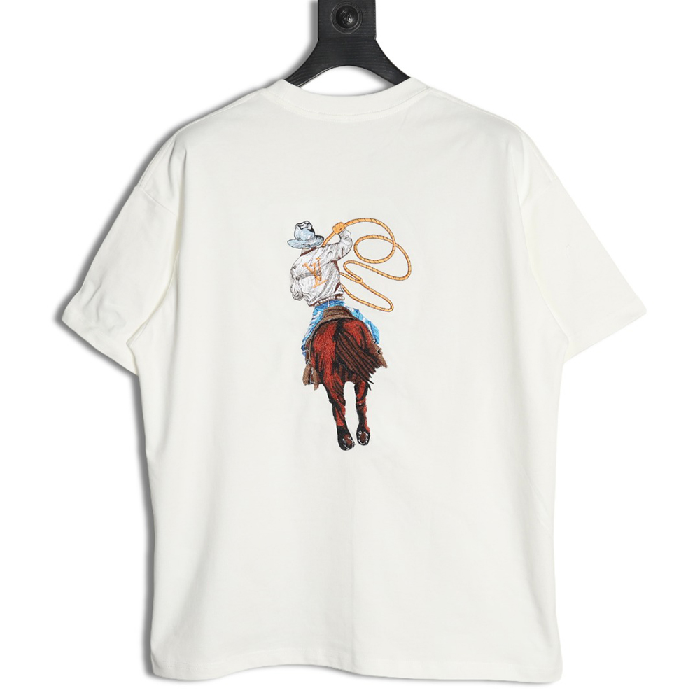 l0*is V*t0n western denim embroidered short sleeve t-shirt