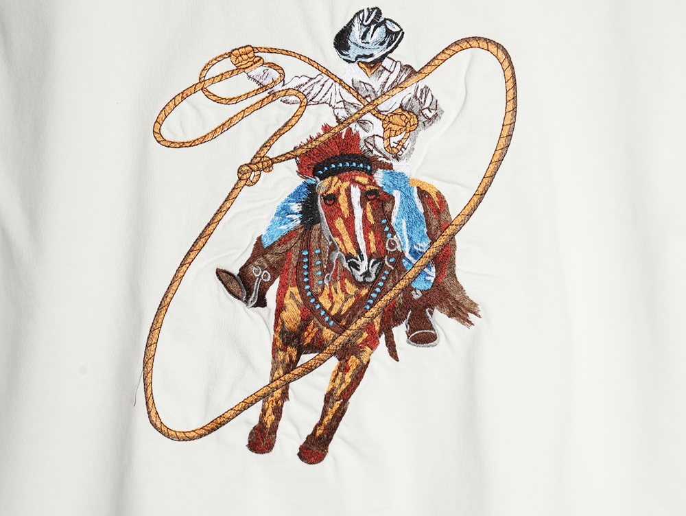 l0*is V*t0n western denim embroidered short sleeve t-shirt