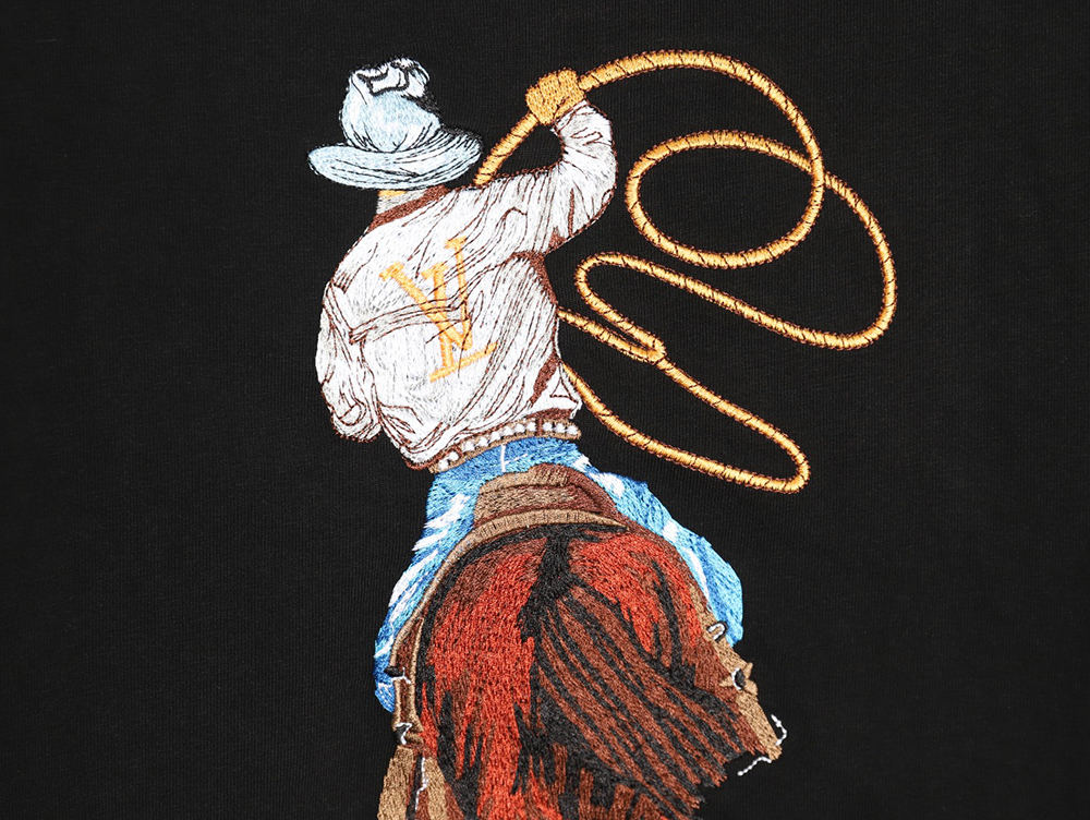 l0*is V*t0n western denim embroidered short sleeve t-shirt tsk1