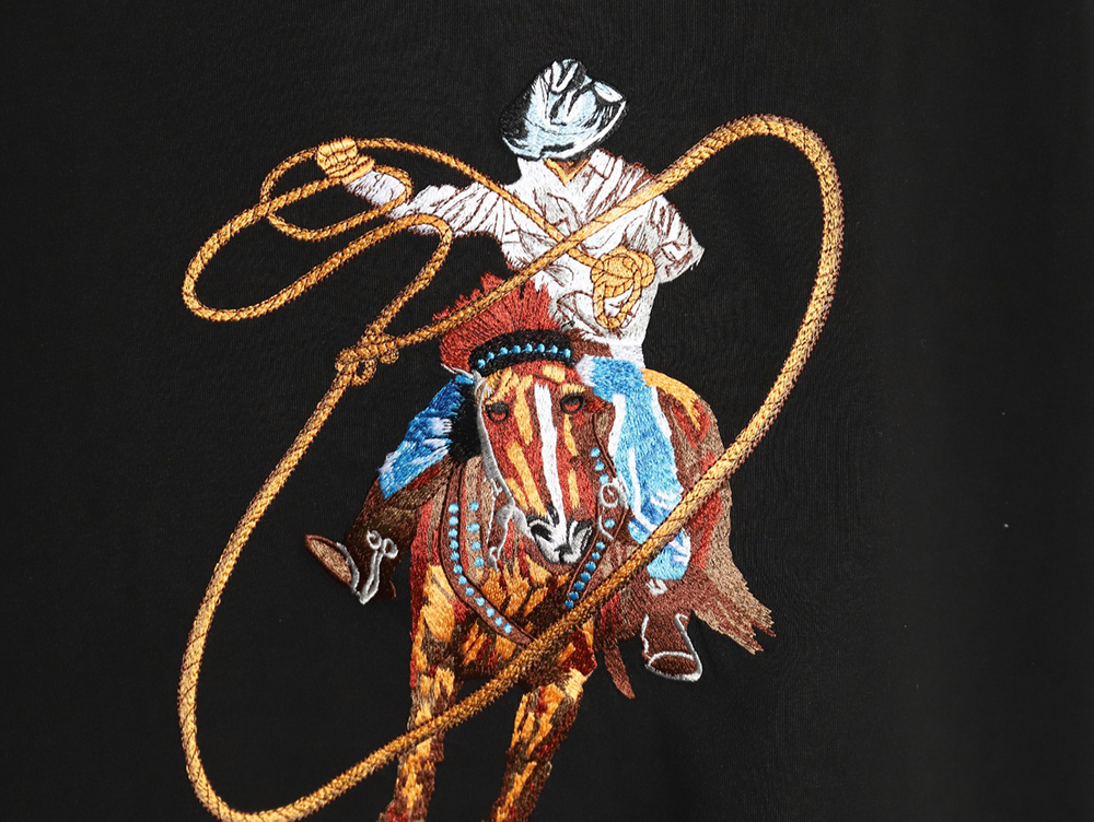 l0*is V*t0n western denim embroidered short sleeve t-shirt tsk1