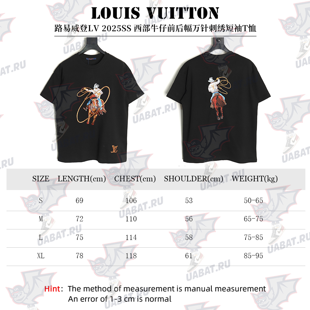 l0*is V*t0n western denim embroidered short sleeve t-shirt tsk1