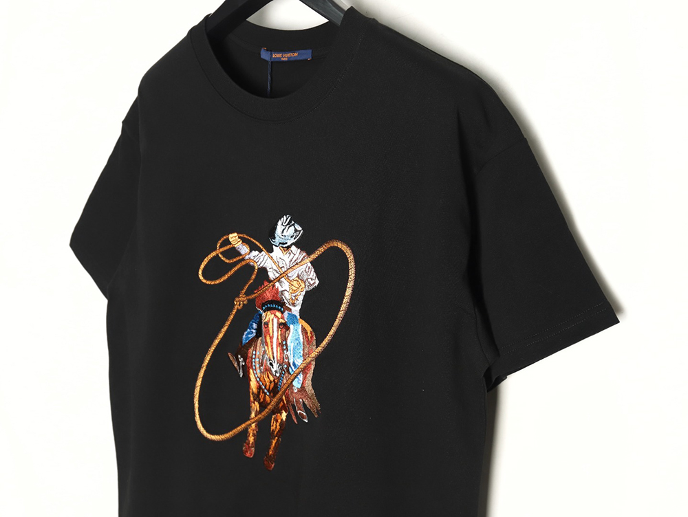 l0*is V*t0n western denim embroidered short sleeve t-shirt tsk1