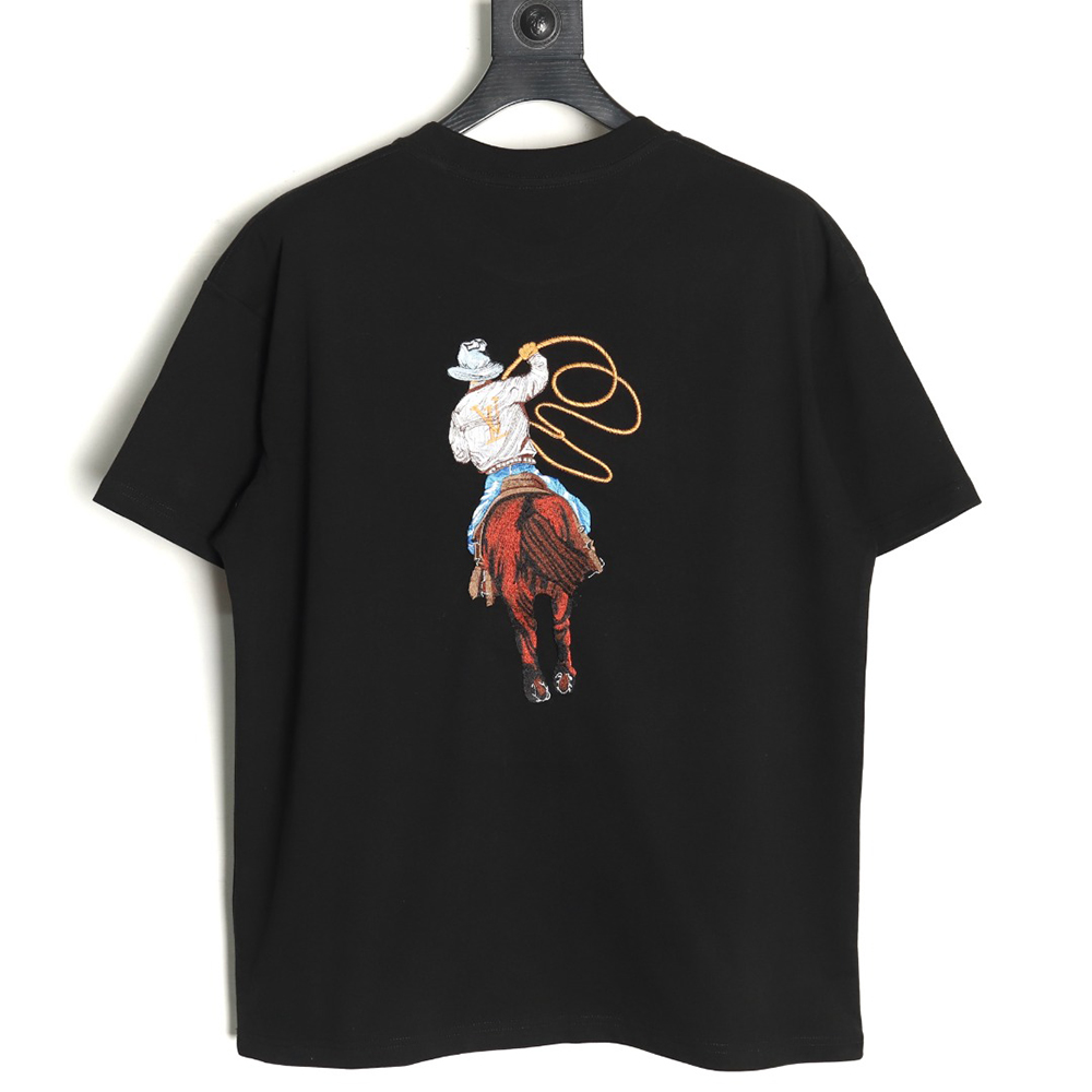 l0*is V*t0n western denim embroidered short sleeve t-shirt tsk1