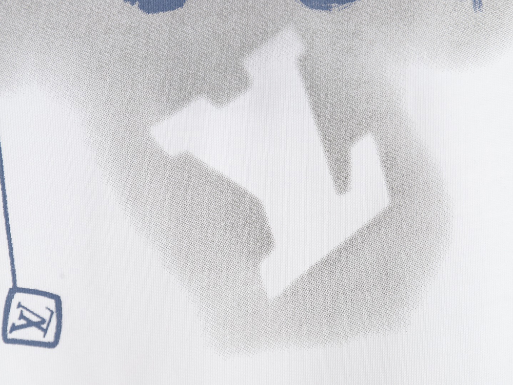 l0*is V*t0n collar graffiti letters printed large logo short-sleeved t-shirt