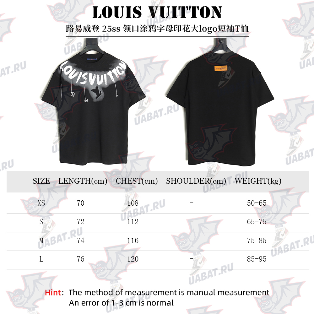 l0*is V*t0n collar graffiti letters printed large logo short-sleeved t-shirt tsk1