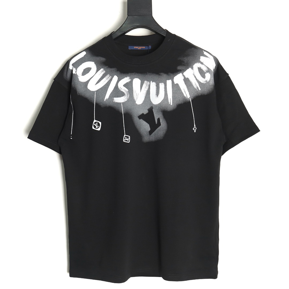 l0*is V*t0n collar graffiti letters printed large logo short-sleeved t-shirt tsk1