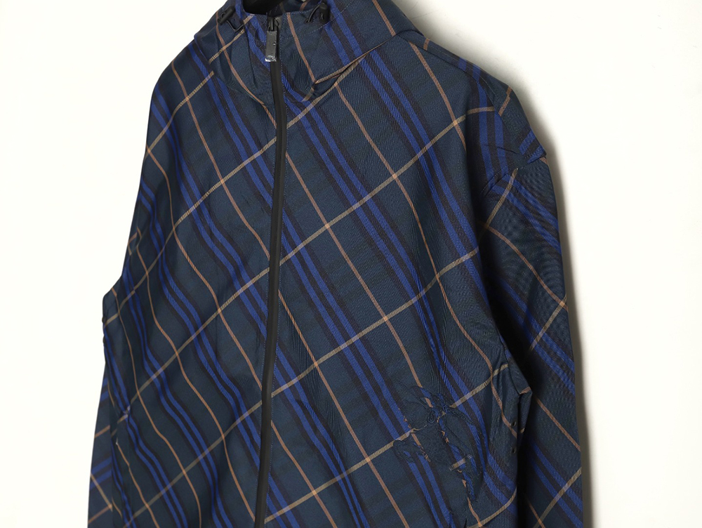 B**rry war horse embroidered check reversible zip jacket
