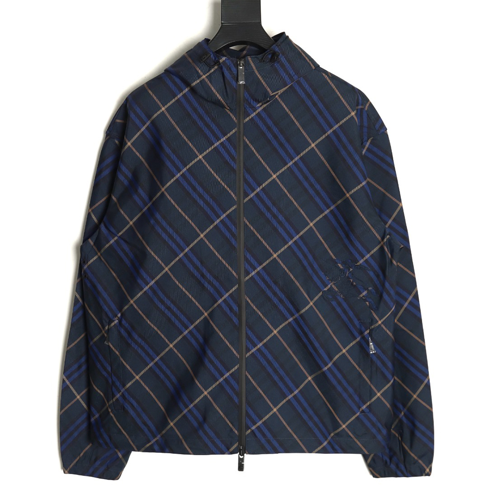 B**rry war horse embroidered check reversible zip jacket
