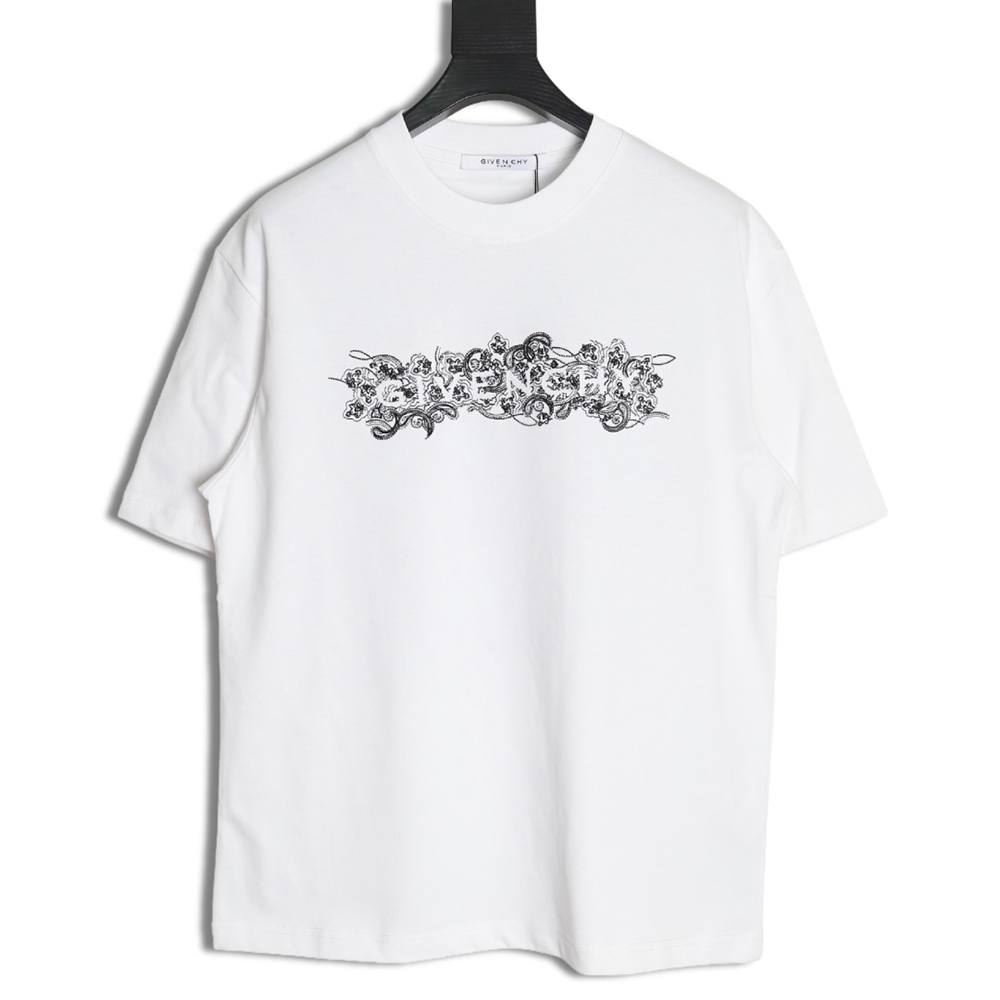 Givenchy floral embroidered lettering logo short sleeves