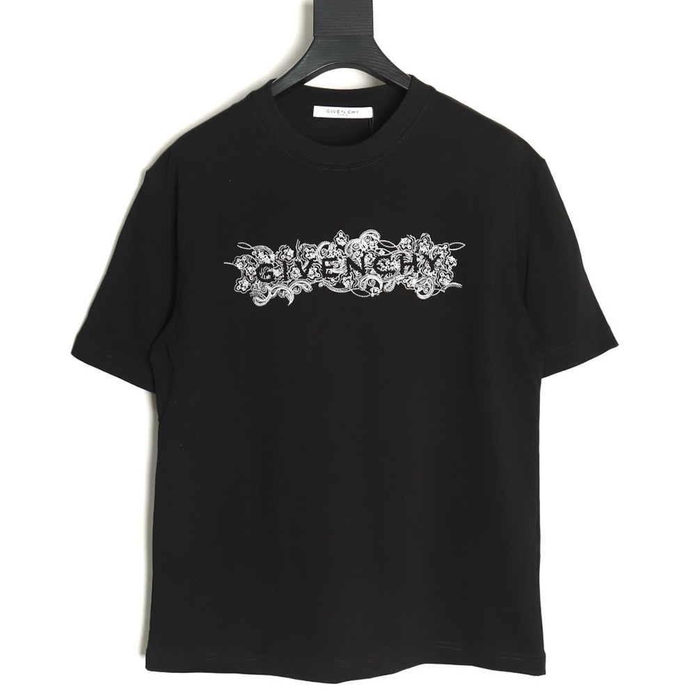 Givenchy floral embroidered lettering logo short sleeves TSK1