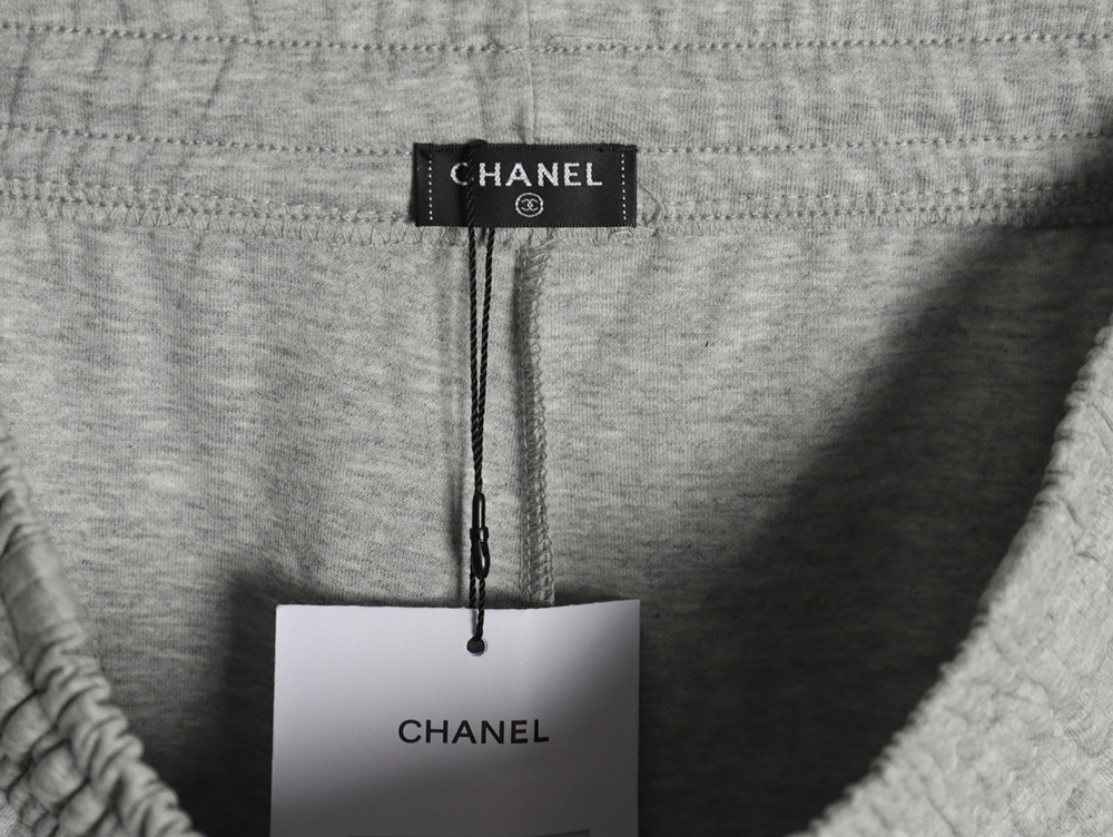 Ch*el classic embroidered double c wide-leg trousers