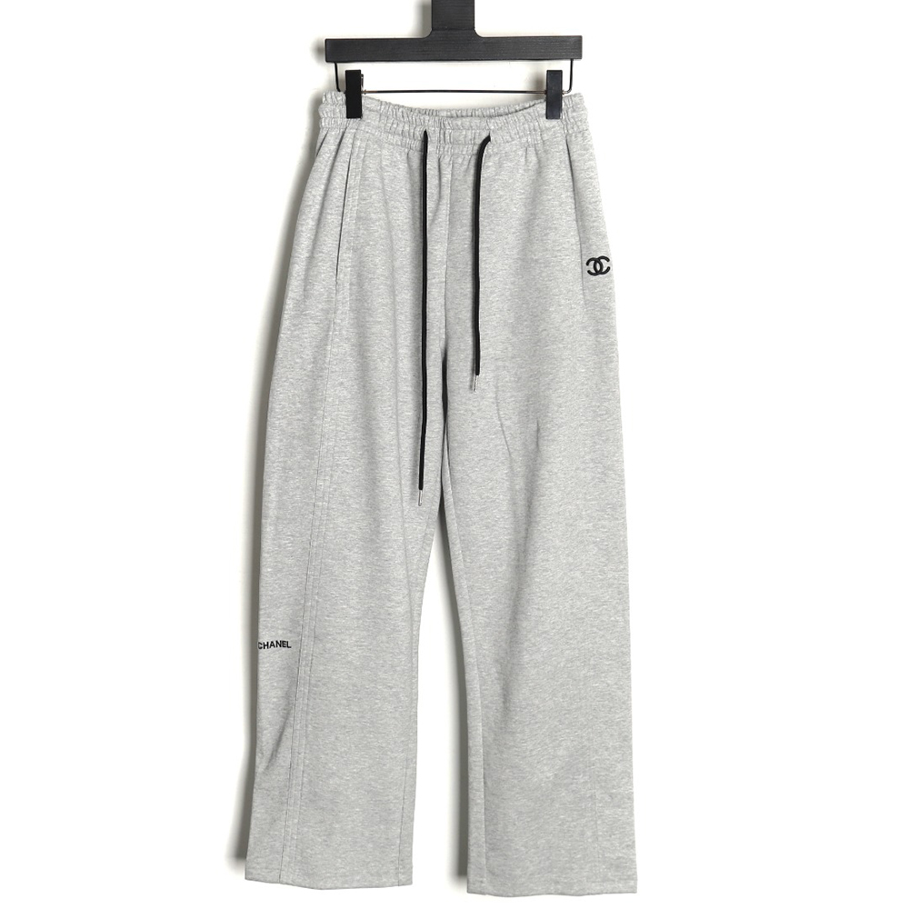 Ch*el classic embroidered double c wide-leg trousers