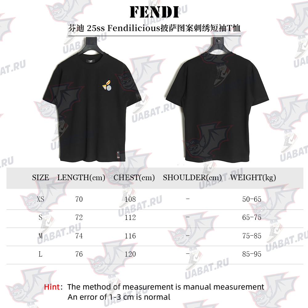 F**di pizza graphic embroidered short-sleeved t-shirt tsk1