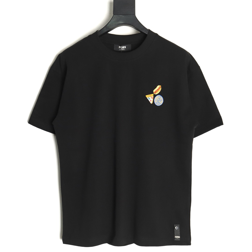 F**di pizza graphic embroidered short-sleeved t-shirt tsk1