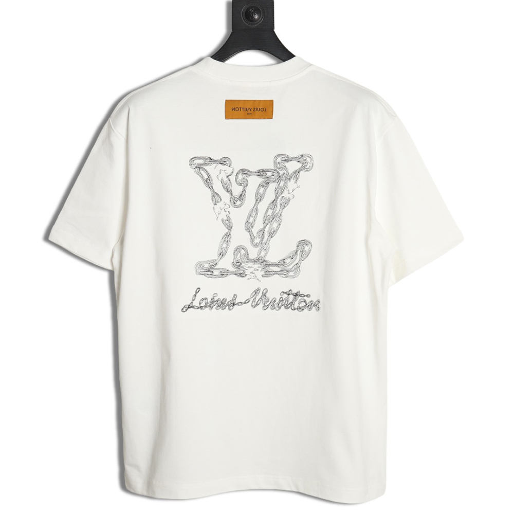 l0*is V*t0n cursive chain embroidered t-shirt