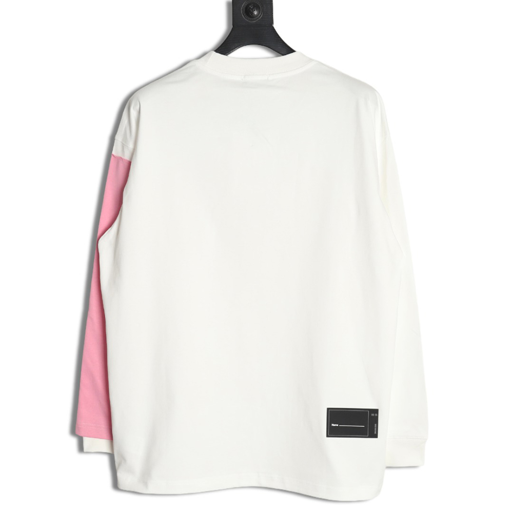 We11 Done Logo Printed Stitching Contrast Color Long Sleeve T-shirt