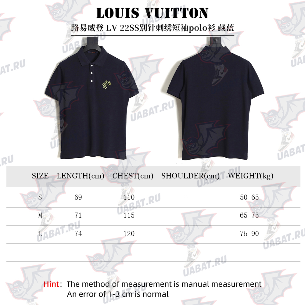 l0*is V*t0n pin embroidered short-sleeved polo shirt navy blue