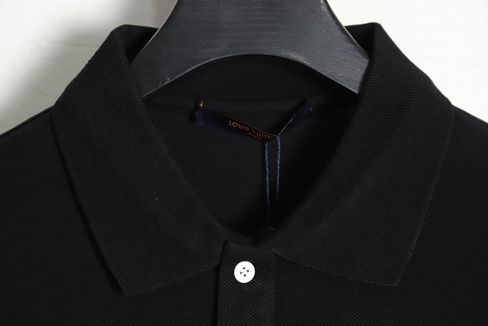 l0*is V*t0n pin embroidered short-sleeved polo shirt black