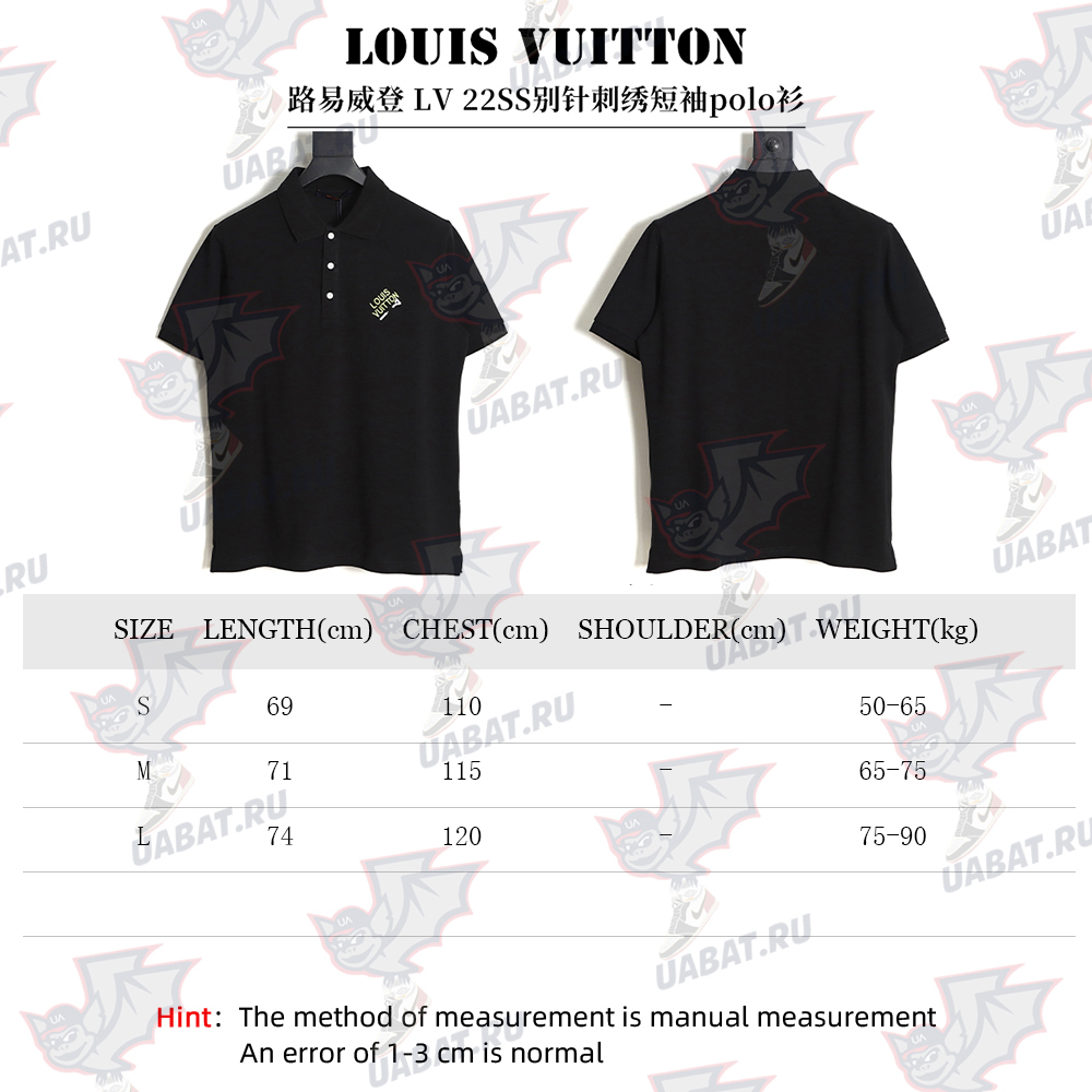 l0*is V*t0n pin embroidered short-sleeved polo shirt black