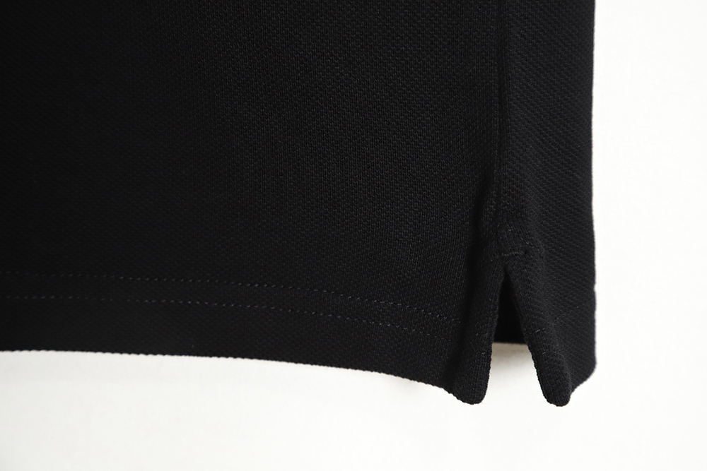 l0*is V*t0n pin embroidered short-sleeved polo shirt black