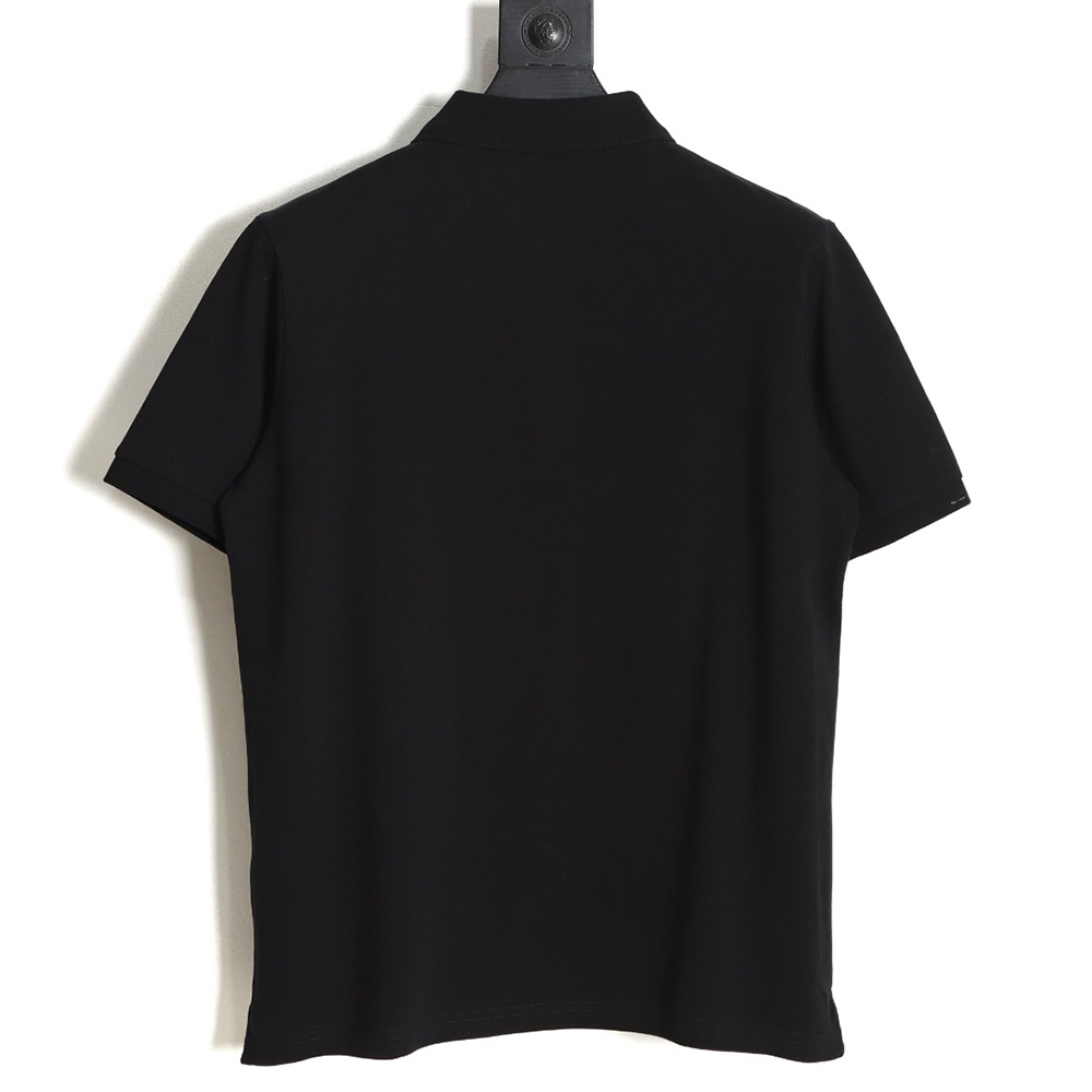 l0*is V*t0n pin embroidered short-sleeved polo shirt black