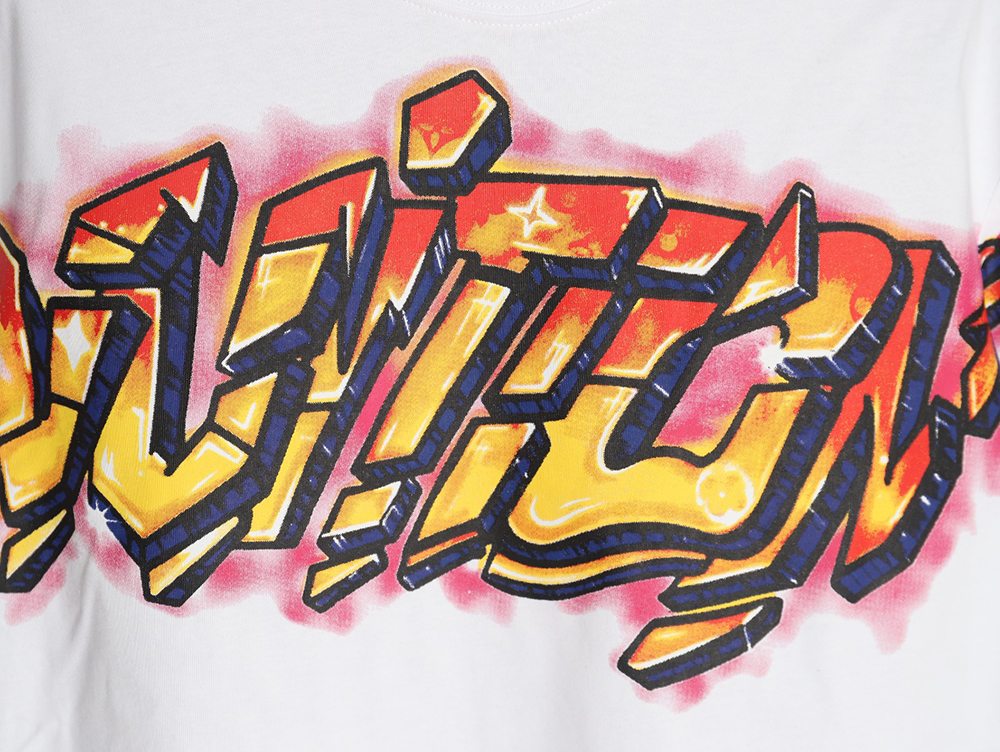 l0*is V*t0n flame lettering print short sleeves