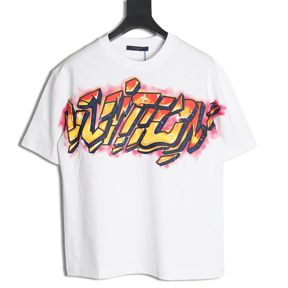 l0*is V*t0n flame lettering print short sleeves
