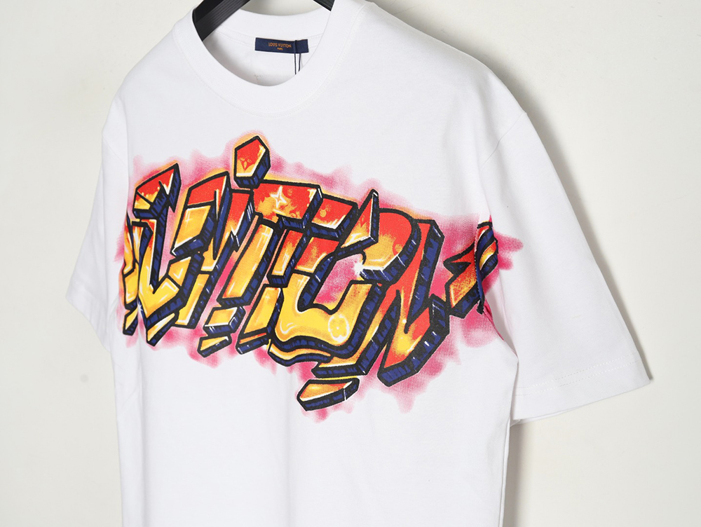 l0*is V*t0n flame lettering print short sleeves