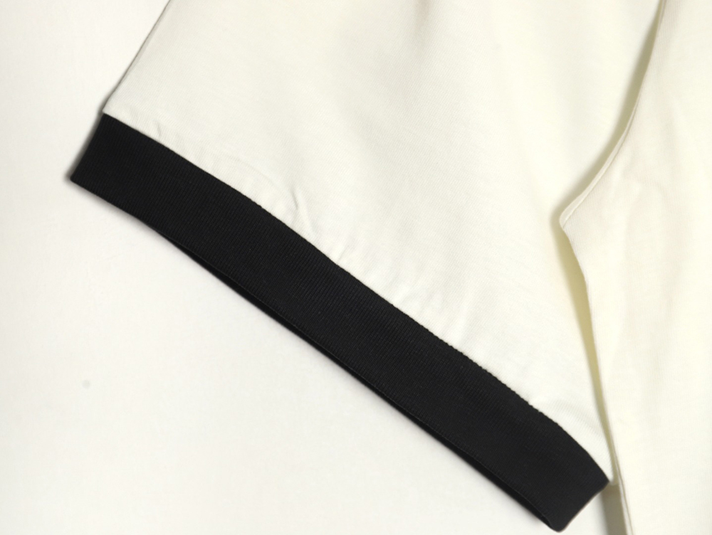 Miu Miu Contrast Collar Embroidered Logo Short Sleeve T-Shirt