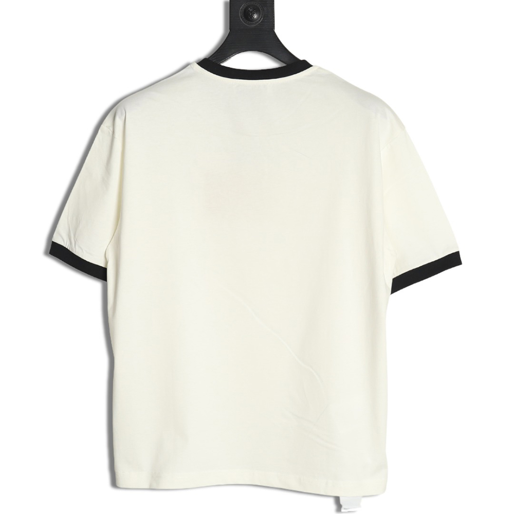 Miu Miu Contrast Collar Embroidered Logo Short Sleeve T-Shirt
