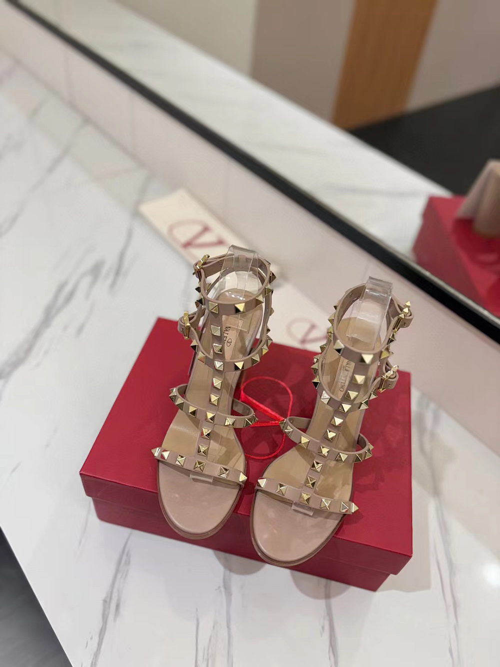 Valentino Rockstud Ankle Strap Sandal Heel:90mm