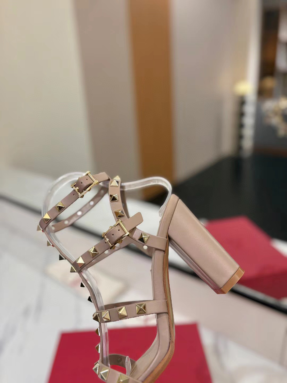 Valentino Rockstud Ankle Strap Sandal Heel:90mm