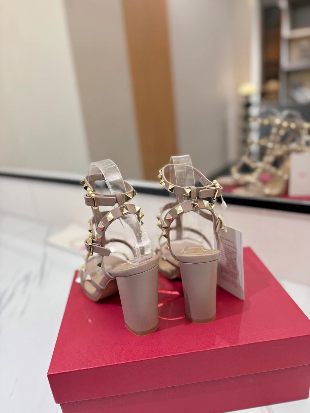 Valentino Rockstud Ankle Strap Sandal Heel:90mm