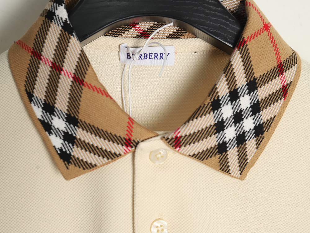 B**rry check collar short sleeve polo shirt
