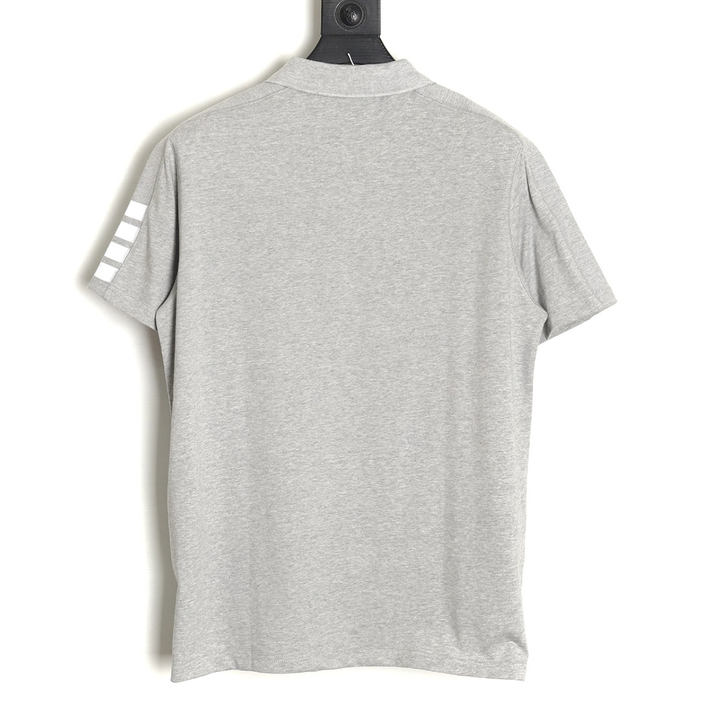 Thom Browne striped sleeve yarn-dyed short-sleeved polo shirt