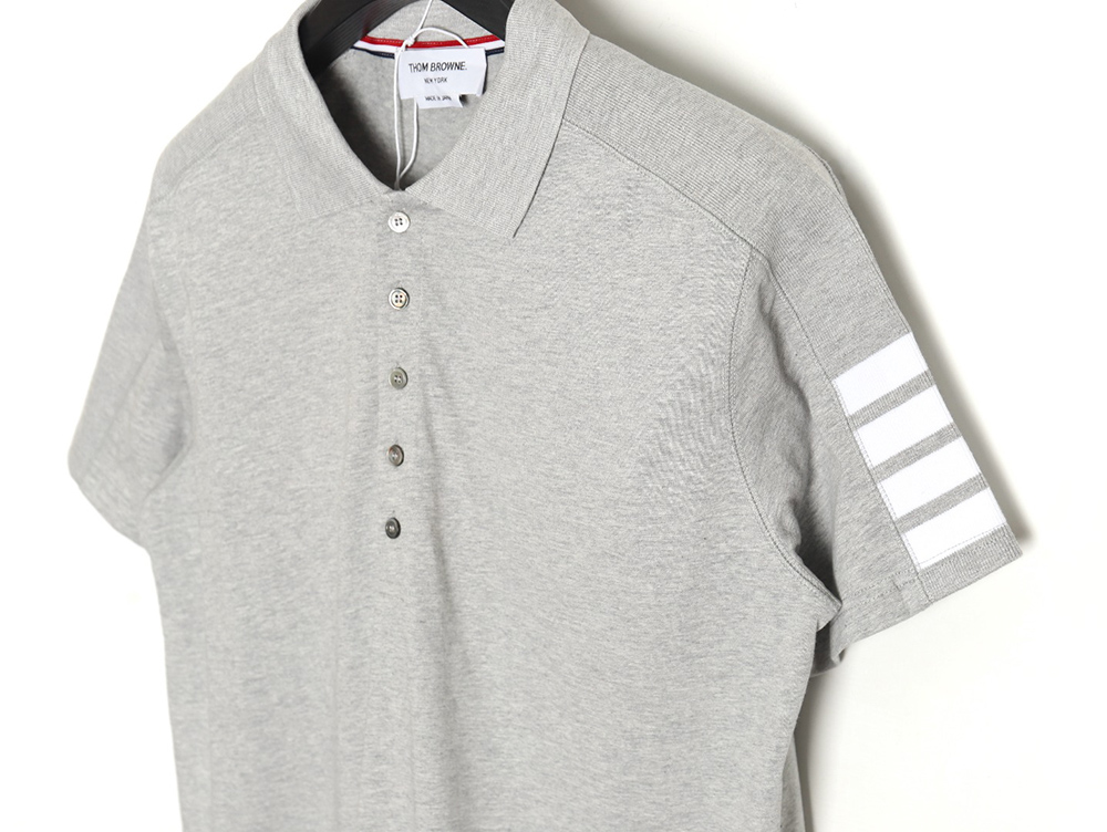 Thom Browne striped sleeve yarn-dyed short-sleeved polo shirt