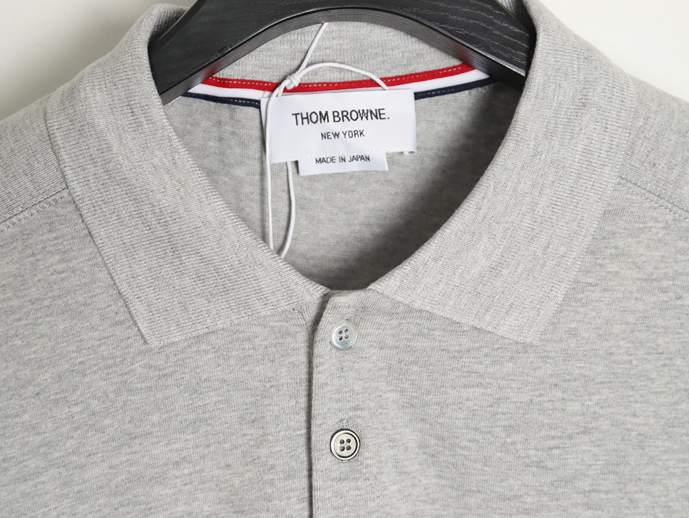 Thom Browne striped sleeve yarn-dyed short-sleeved polo shirt