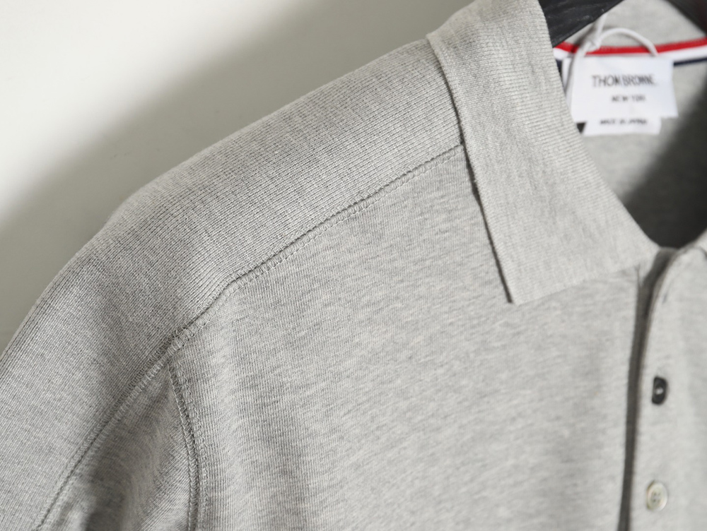 Thom Browne striped sleeve yarn-dyed short-sleeved polo shirt