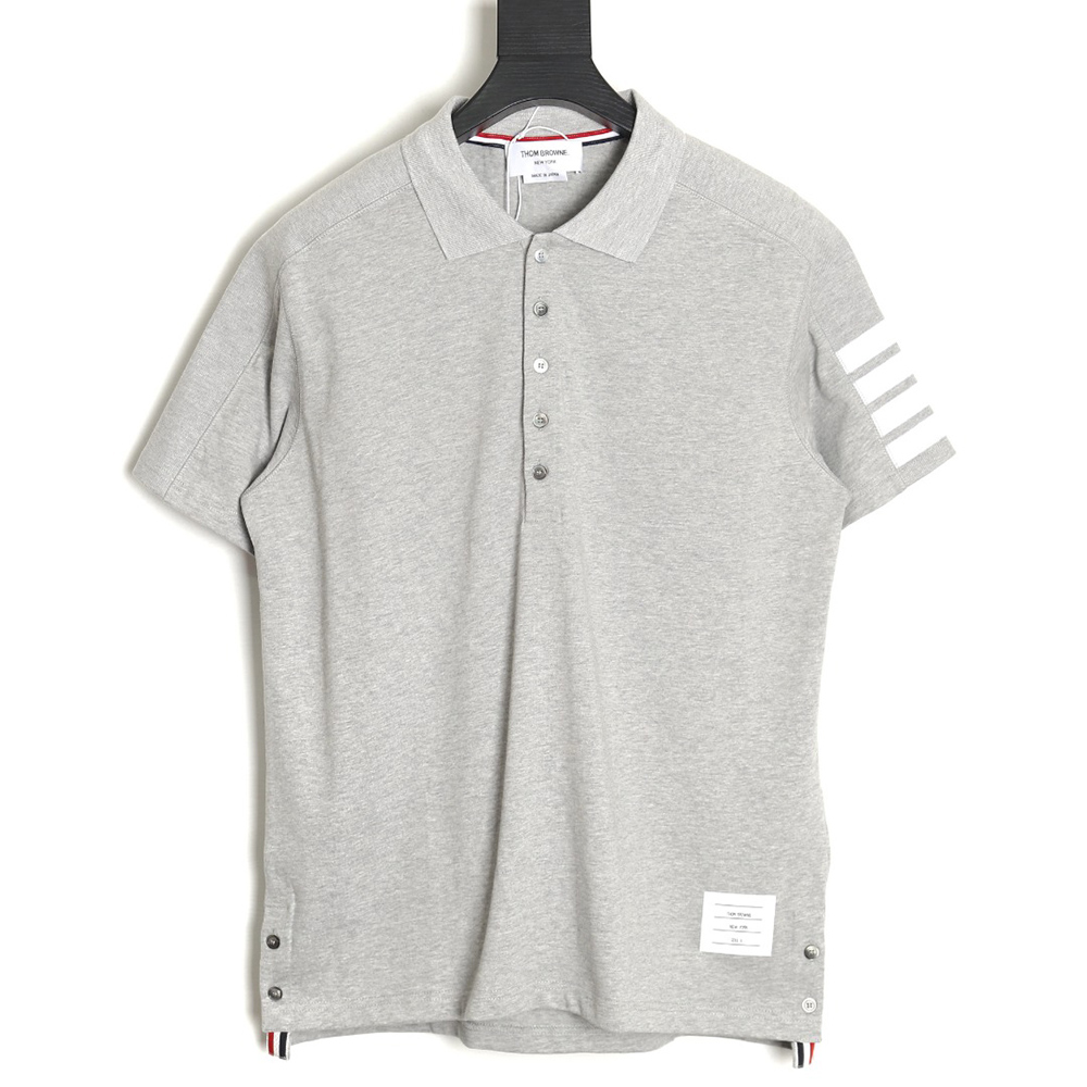Thom Browne striped sleeve yarn-dyed short-sleeved polo shirt