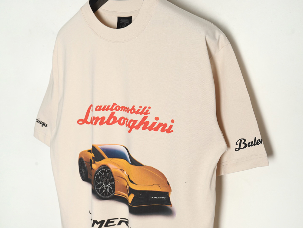 Ba*len*cia*ga & lamborghini printed short-sleeved t-shirt